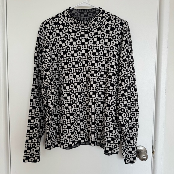 Maeve Anthropologie Carys Mock neck black and White Floral Geometric
Sweater XL - Picture 2 of 7